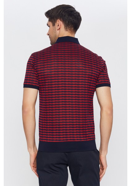 Erkek Bordo - Lacivert Jakarlı Kısa Kol Polo Yaka T-Shirt fırsatları