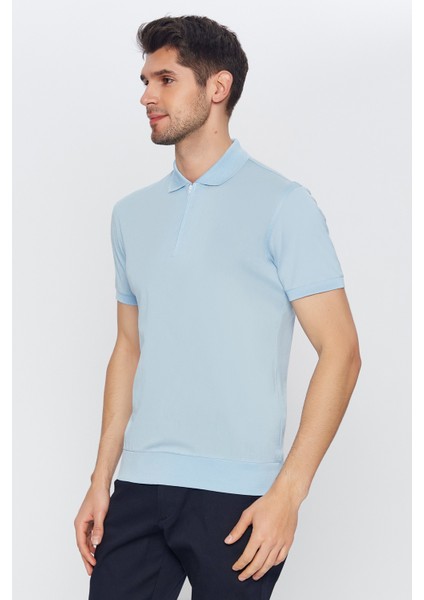 Erkek Açık Mavi Düz Kısa Kol Polo Yaka T-Shirt fiyatları