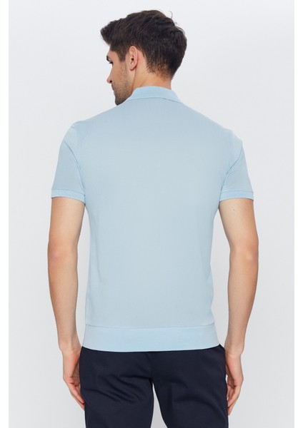Erkek Açık Mavi Düz Kısa Kol Polo Yaka T-Shirt fırsatları