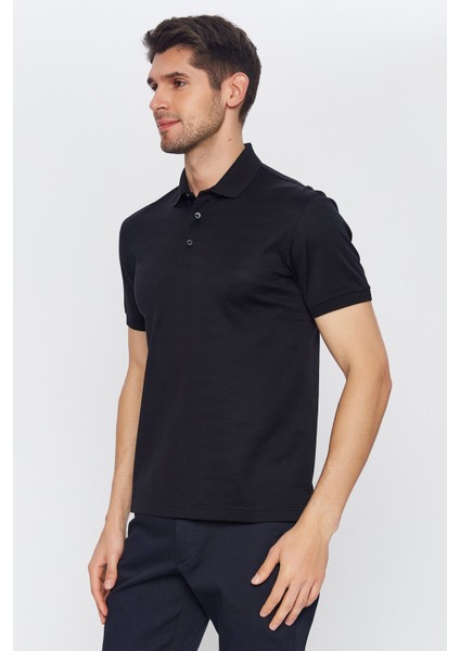 Erkek Siyah Jakarlı Kısa Kol Polo Yaka T-Shirt fiyatları