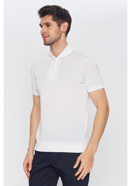 Erkek Beyaz Düz Kısa Kol Polo Yaka T-Shirt fiyatları