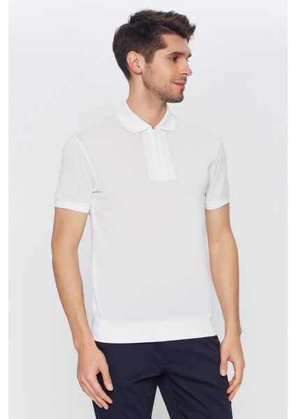 Erkek Beyaz Düz Kısa Kol Polo Yaka T-Shirt modelleri