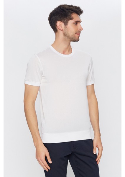 Erkek Beyaz Düz Kısa Kol Bisiklet Yaka T-Shirt modelleri