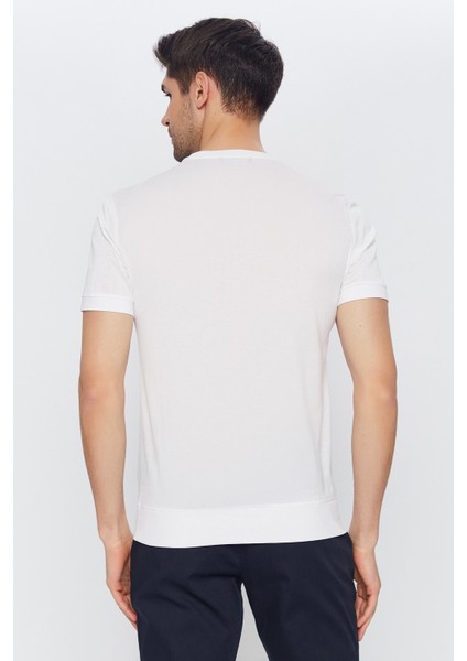 Erkek Beyaz Düz Kısa Kol Bisiklet Yaka T-Shirt fırsatları