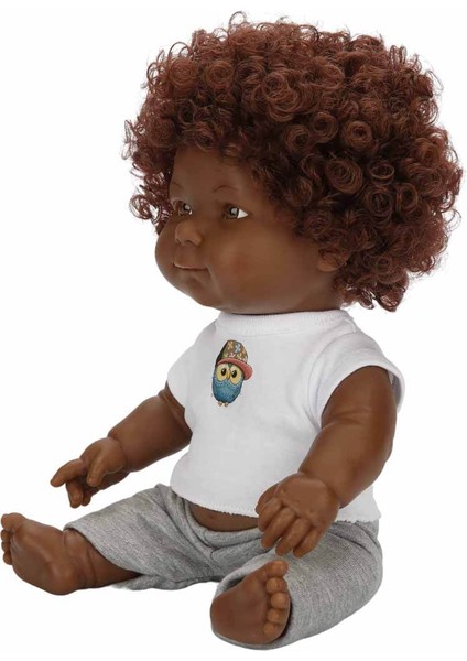 Dollz'n More Dada Kıvırcık Saçlı Bebek 35 cm - Gri Eşofman
