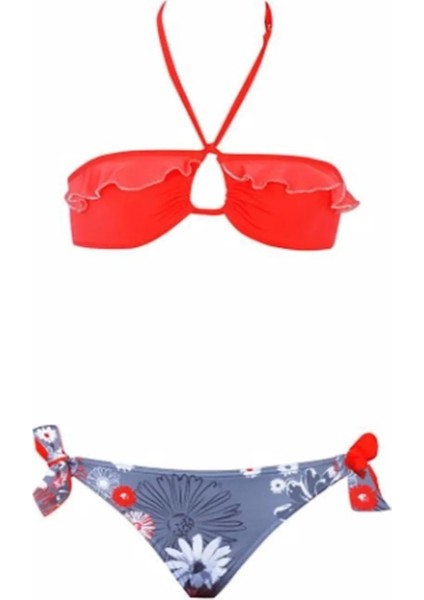 Kara Kız Çocuk Çiçekli Bikini Takım
