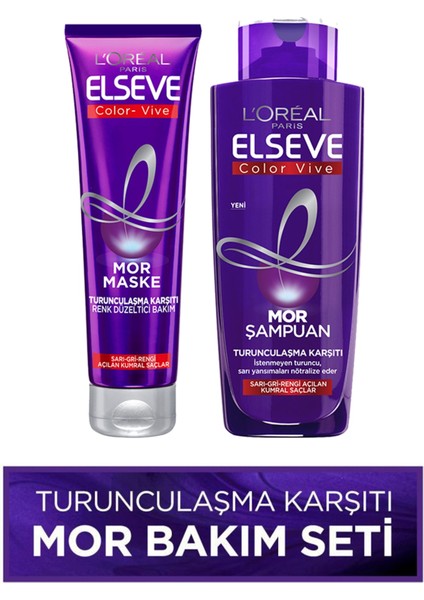 Turunculaşma Karşıtı Mor Saç Bakım Seti - Mor Şampuan 200 ml + Renk Düzeltici Saç Maskesi 150 ml
