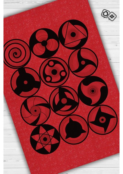 Sharingan Kırmızı Siyah Renkli Halı Modern Halı Desenli Anime Sever Halı Hediyelik Halı fiyatları