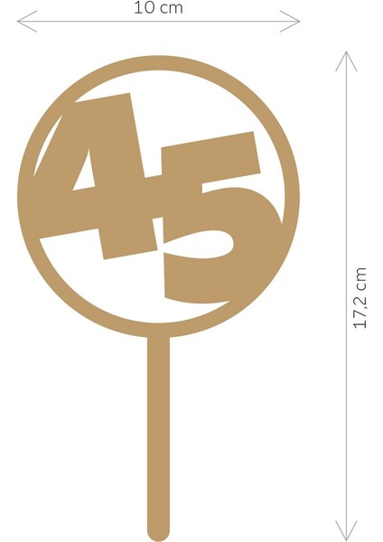 Gold 45 Yaş Yazılı Ayna Pleksi Pasta Üstü & Doğum Günü Partisi & Pleksi Pasta Süsü fiyatları