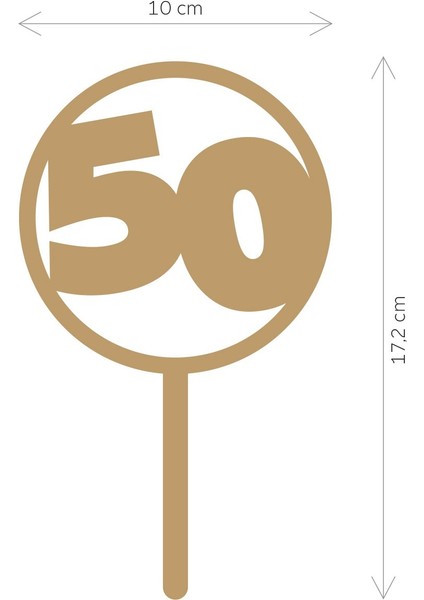 Gold 50 Yaş Yazılı Ayna Pleksi Pasta Üstü & Doğum Günü Partisi & Pleksi Pasta Süsü fiyatları