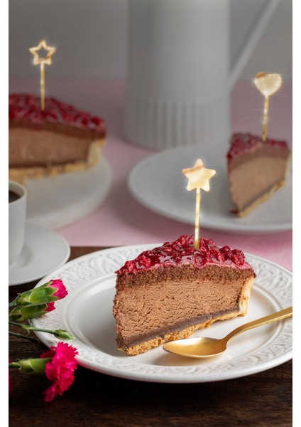 Gold 8'li Yıldız, Ay, Kalp Ayna Pleksi Pasta Üstü & Doğum Günü Partisi & Pleksi Pasta Süsü