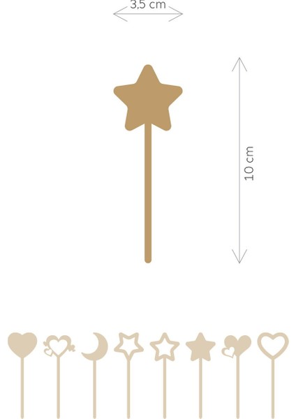 Gold 8'li Yıldız, Ay, Kalp Ayna Pleksi Pasta Üstü & Doğum Günü Partisi & Pleksi Pasta Süsü fiyatları