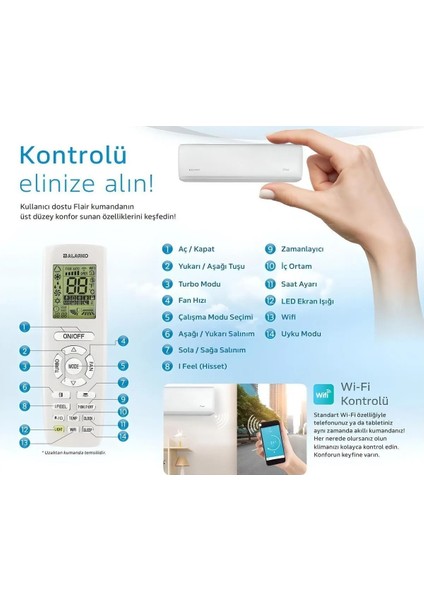 Flair R32 A++ 12000 BTU Split Duvar Tipi Inverter Wifi Klima