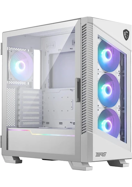 MPG VELOX 100R WHITE Temperli Cam 1 x A-RGB Fan 4 x 120mm Fan ATX Gaming Bilgisayar Kasası