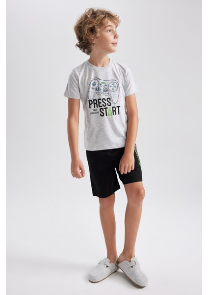 Erkek Çocuk Baskılı Kısa Kollu Pijama Takımı A4410A823SM