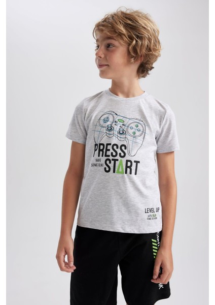Erkek Çocuk Baskılı Kısa Kollu Pijama Takımı A4410A823SM