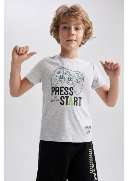 Erkek Çocuk Baskılı Kısa Kollu Pijama Takımı A4410A823SM