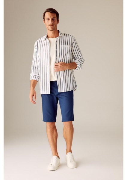 Slim Fit Kemerli Bermuda Şort N4990AZ20SM