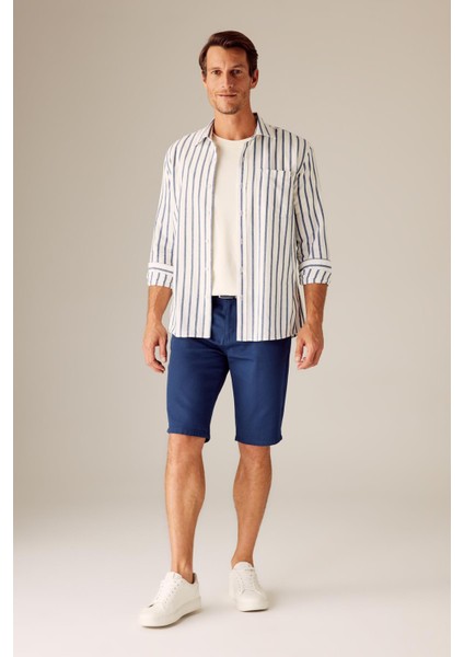 Slim Fit Kemerli Bermuda Şort N4990AZ20SM