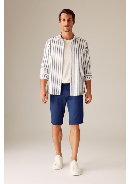 Slim Fit Kemerli Bermuda Şort N4990AZ20SM