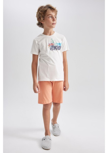 Erkek Çocuk Baskılı Kısa Kollu Pijama Takımı B0821A823SM