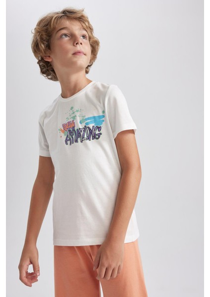 Erkek Çocuk Baskılı Kısa Kollu Pijama Takımı B0821A823SM