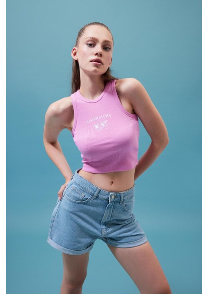 Mom Fit Yüksek Bel Katlamalı Paça Jean %100 Pamuk Şort A2624AX23SM