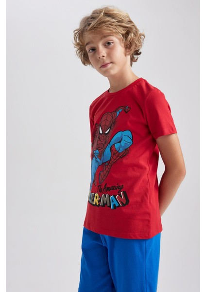Erkek Çocuk Marvel Spiderman Lisanslı Kısa Kollu Pijama Takım A7487A823SM