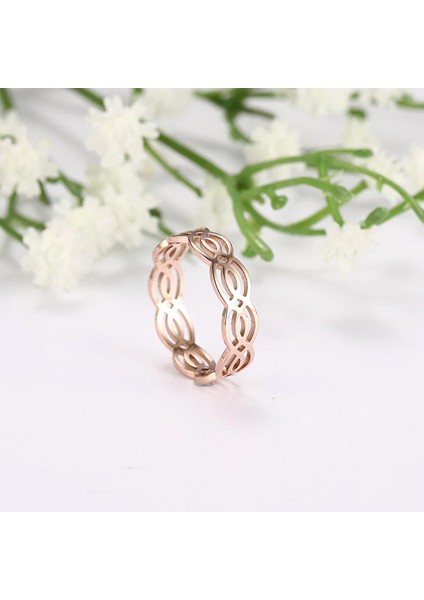 Desenli Lazer Kesim Bayan Gümüş Yüzük Rose Kaplama fiyatları