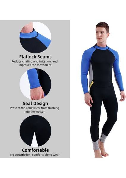 Erkekler Için 3mm Neopren Wetsuit Geri Zip Tam Vücut (Yurt Dışından)