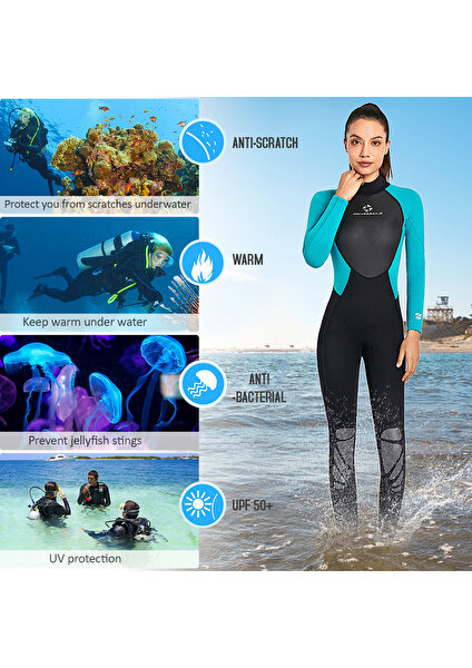 Dive & Sail 3mm Kadın Neopren Wetsuit Şnorkelle Dalış Tüplü Sörf (Yurt Dışından)