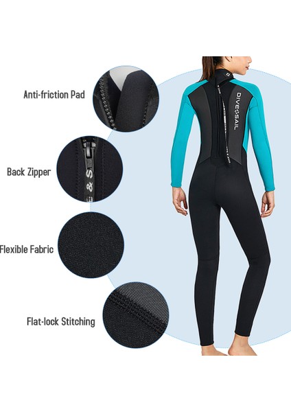 Dive & Sail 3mm Kadın Neopren Wetsuit Şnorkelle Dalış Tüplü Sörf (Yurt Dışından)