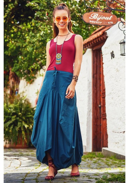 Beli Bağcıklı Cep Detaylı Şalvar Uzun Etek modelleri