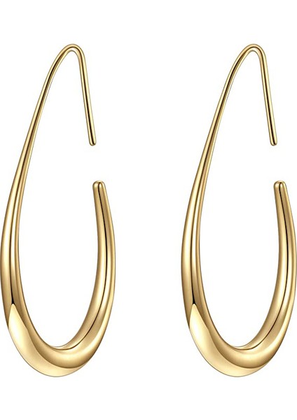7mm Kadın Oval Küpe - Altın (Yurt Dışından)