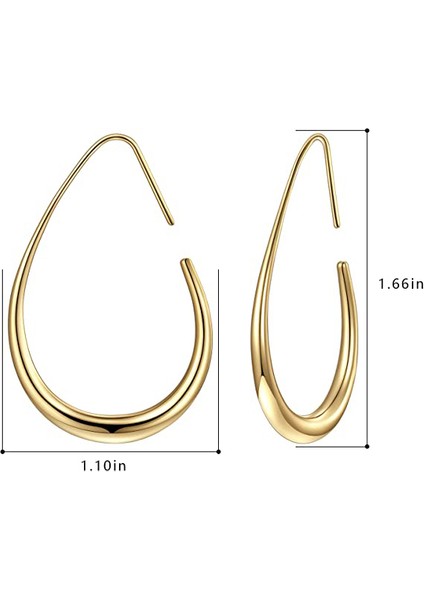 7mm Kadın Oval Küpe - Altın (Yurt Dışından)