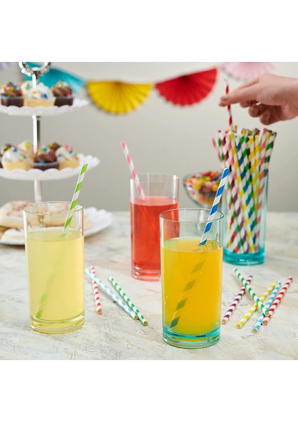 200 Adet Çizgili Kağıt Pipet - Renkli (Yurt Dışından) fiyatları