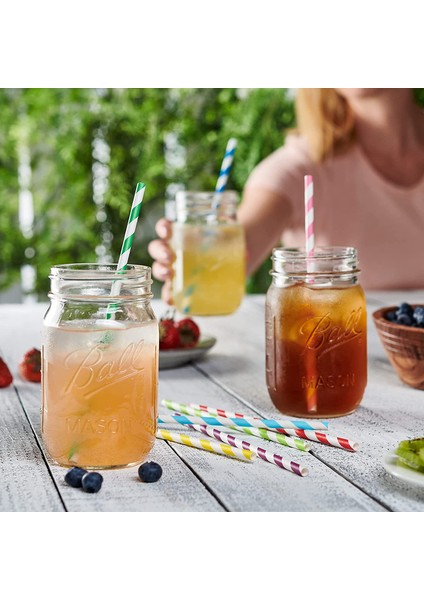 200 Adet Çizgili Kağıt Pipet - Renkli (Yurt Dışından) modelleri