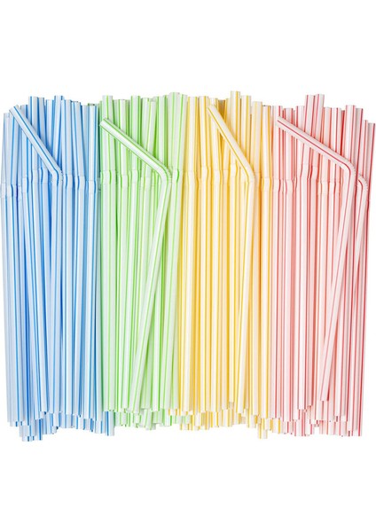 400 Adet Esnek Tek Kullanımlık Plastik Pipet - Renkli (Yurt Dışından)