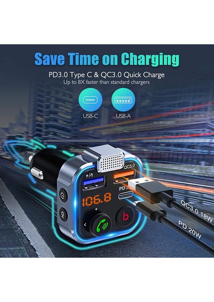 Fm Verici Araç Adaptörü Tip-C Pd 20W - Siyah (Yurt Dışından) fiyatları