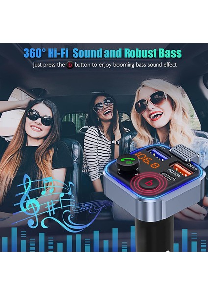 Fm Verici Araç Adaptörü Tip-C Pd 20W - Siyah (Yurt Dışından) indirimleri