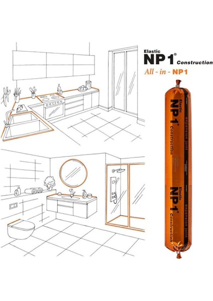 Limestone (Gri) Np1 Elastic Construction Sosis Silikon Mastik 600 ml fiyatları
