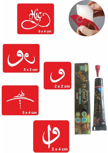Arapça Sembolleri Hint Kınası ile Geçici Dövme Yapma Seti