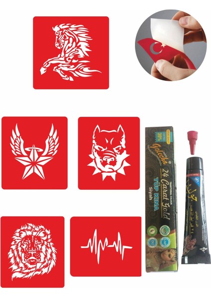 Vahşi Hayvan Desenleri Hint Kınası ile Geçici Dövme Yapma Seti