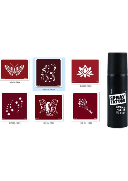 Kelebek Melek Spray Tattoo Geçici Sprey Dövme Seti