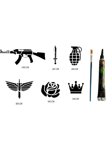 ve Kanat Hint Kınasıyla Geçici Dövme Seti