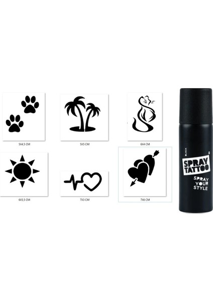 Romantik Modeller Spray Tattoo Geçici Dövme Yapma Seti Siyah Sprey Dövme