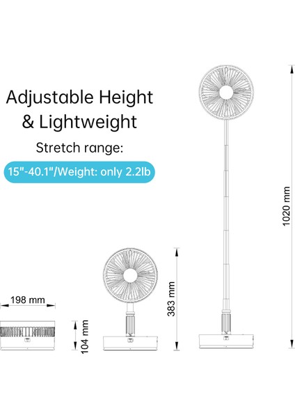 Portatif Ayaklı Fan Katlanabilir Salınım Teleskopik (Yurt Dışından)