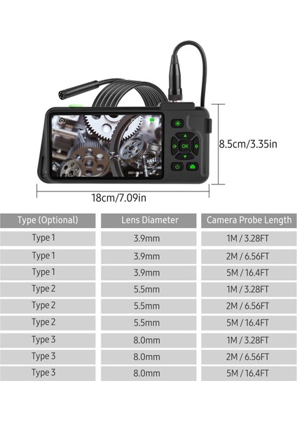 4.5 Inç IPS Renkli Ekranlı Endüstriyel Endoskop 1080P (Yurt Dışından)