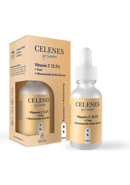 Celenes 12,5% C Vitamini + OATS + Niacinamide Yüz Serumu 30 ML