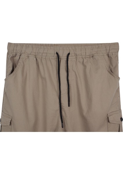 Kargo Cepli Büyük Beden Likralı Jogger Pantolon Bej fiyatları